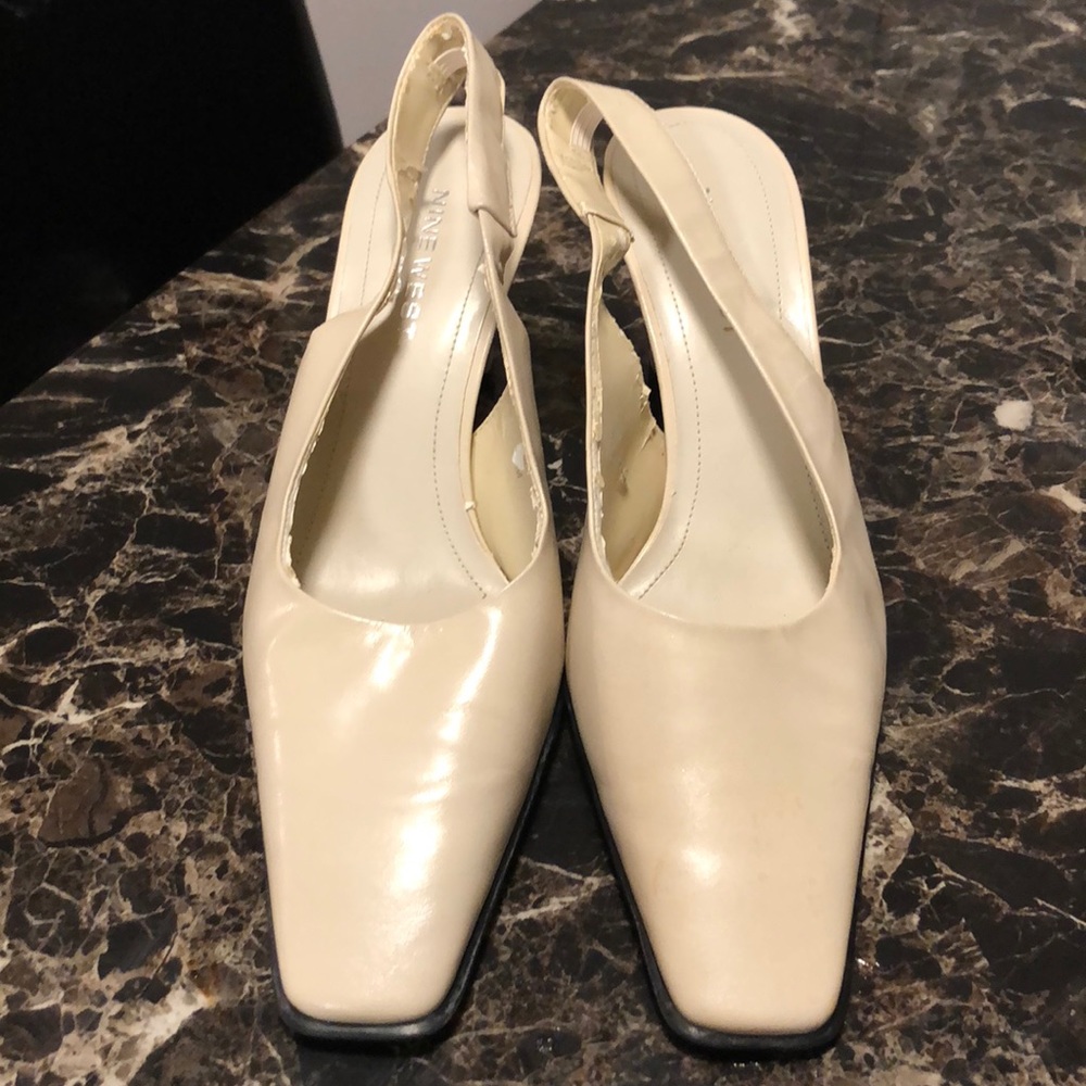 Nine West Cream Slingback Slides